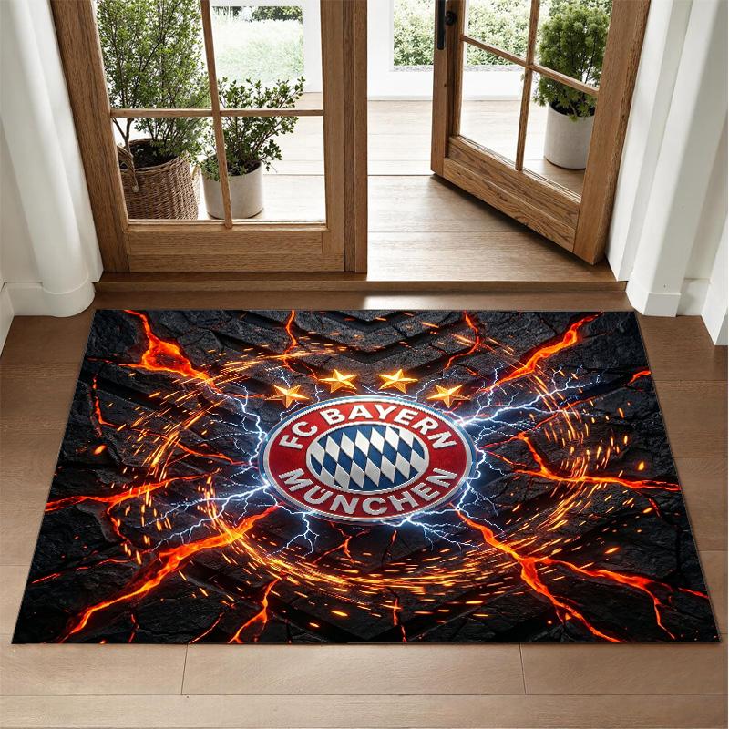 Bayern Munich Design Crystal Velvet Rug Soft Decorative Mat for Bedroom Entrance