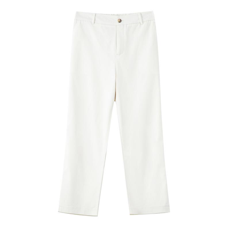 2025 Spring/Summer Women's High Waist Mugwort Tencel Cigarette Pants – Loose, Nine-Point Slit Casual Wear