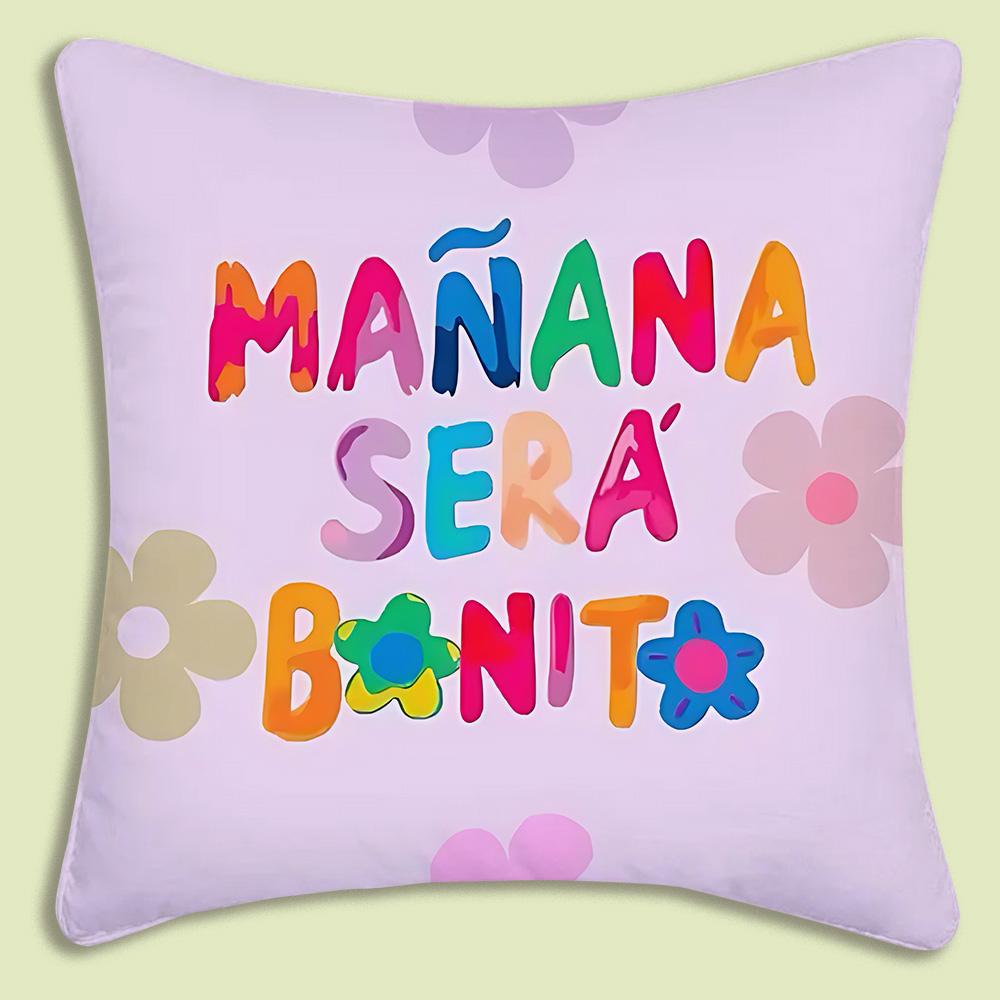 Manana Sera Bonito Karol G Pillow Covers Cartoon Sofa Decorative Home Double-Sided Printing Short Plush Cute Cushion Cover