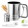 Flour Sifter, Stainless Steel 3 Cup Double Layer Fine Mesh Sifter for Baking, 3 In 1 Powdered Sugar Shaker Duster Set for Baking Cakes, Pastries,