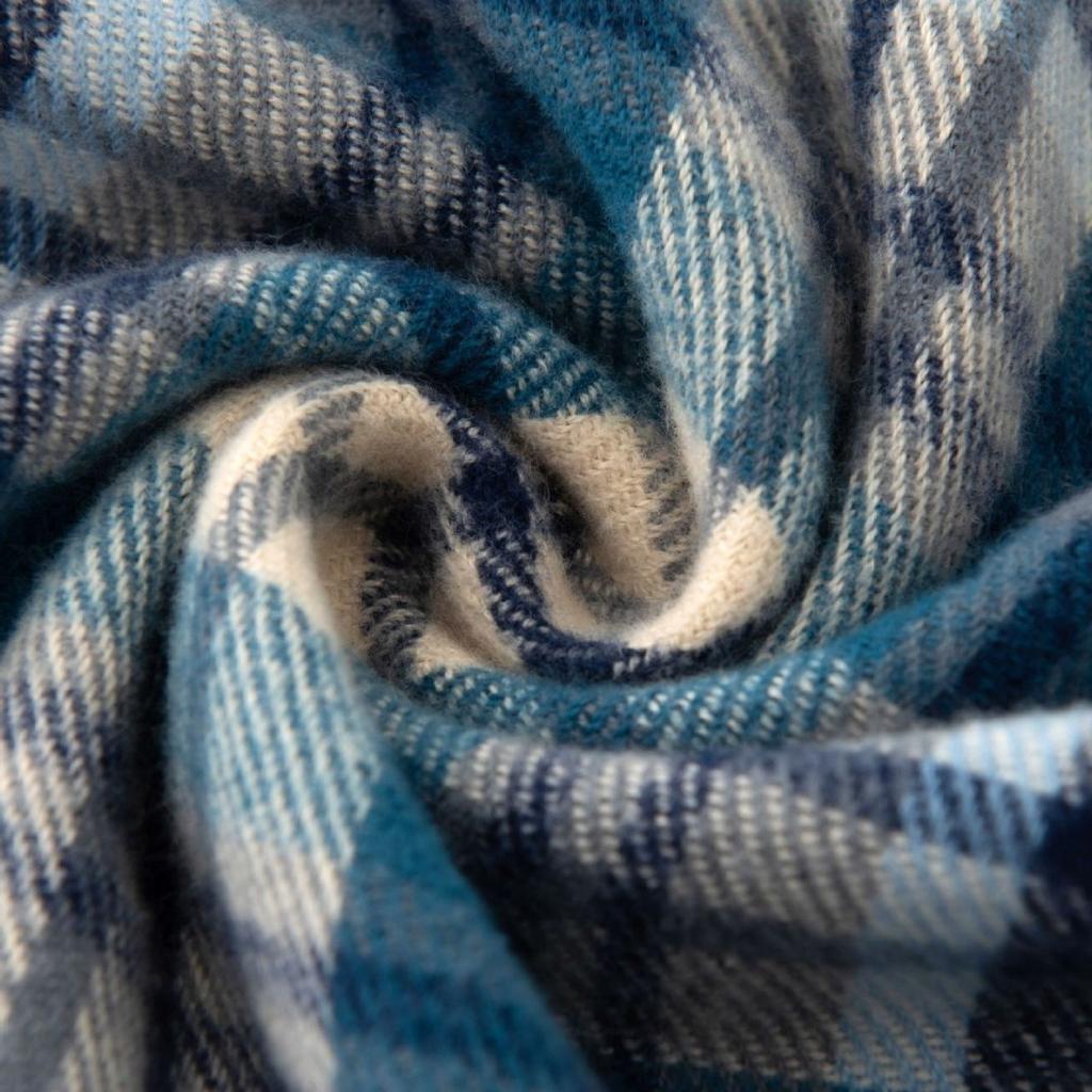 Blue Scarf for Women High End Versatile Thickened Autumn and Winter Stitching Warm New Plaid Scarf Dual Purpose
