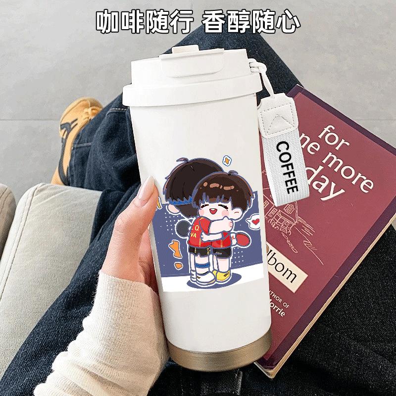 Shatou combination coffee thermos cup high value peripheral 111 ceramic stainless steel coffee cup small and portable