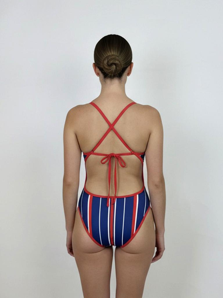Solteu Red Shield Women'S One-Piece Reversible Single Tie-Back Swimsuit