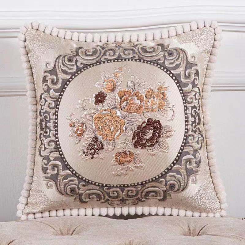 45x45cm Home Living Room Sofa Cushion Retro Embroidered Square Pillow Cover Zipper Detachable Car Lumbar Support Thicken Soft and Comfortable Mat