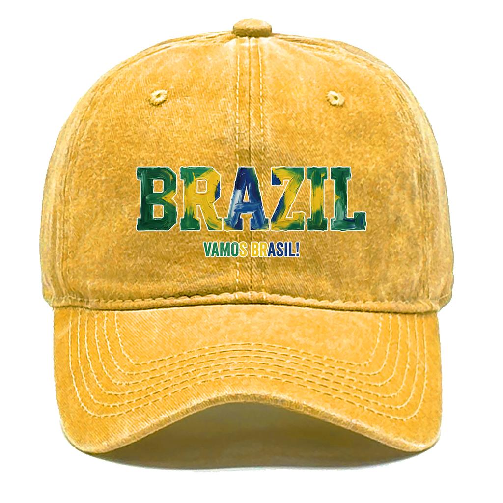 Brazil Flag Printed Adjustable Sun Hat Snapback Baseball Cap Unisex With Sweatband Stylish Dad Hat For Urban Travel Daily Wear