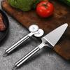 Cortador de Pizza de acero inoxidable con 4 patrones, cuchillo para Pizza de doble rodillo, cortador de masa, prensador de masa, utensilios de cocina para hornear