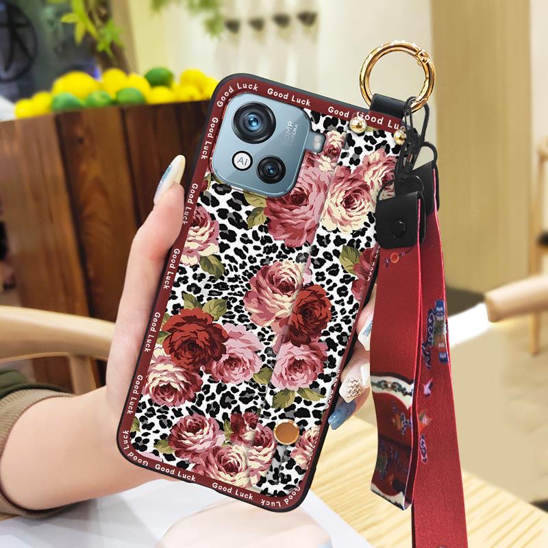 Durable Elderly Lady Phone Case For Blackview Oscal C80 Back Cover Waterproof Ring Silicone Phone Holder Fashion Lanyard
