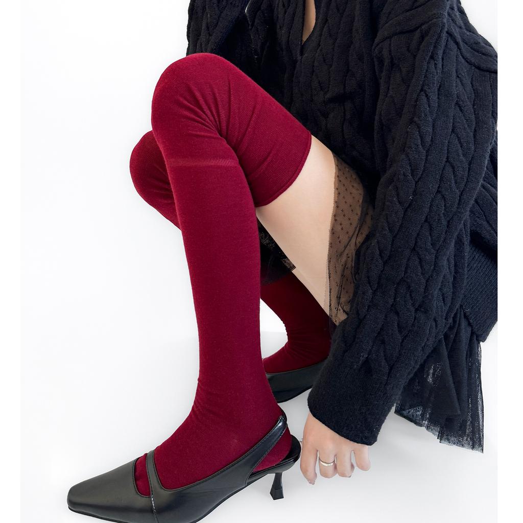 Solid Color Women Stockings Autumn Winter Wool Over The Knee Socks Women Thigh High Socks Japanese Knee High Socks Stockings New