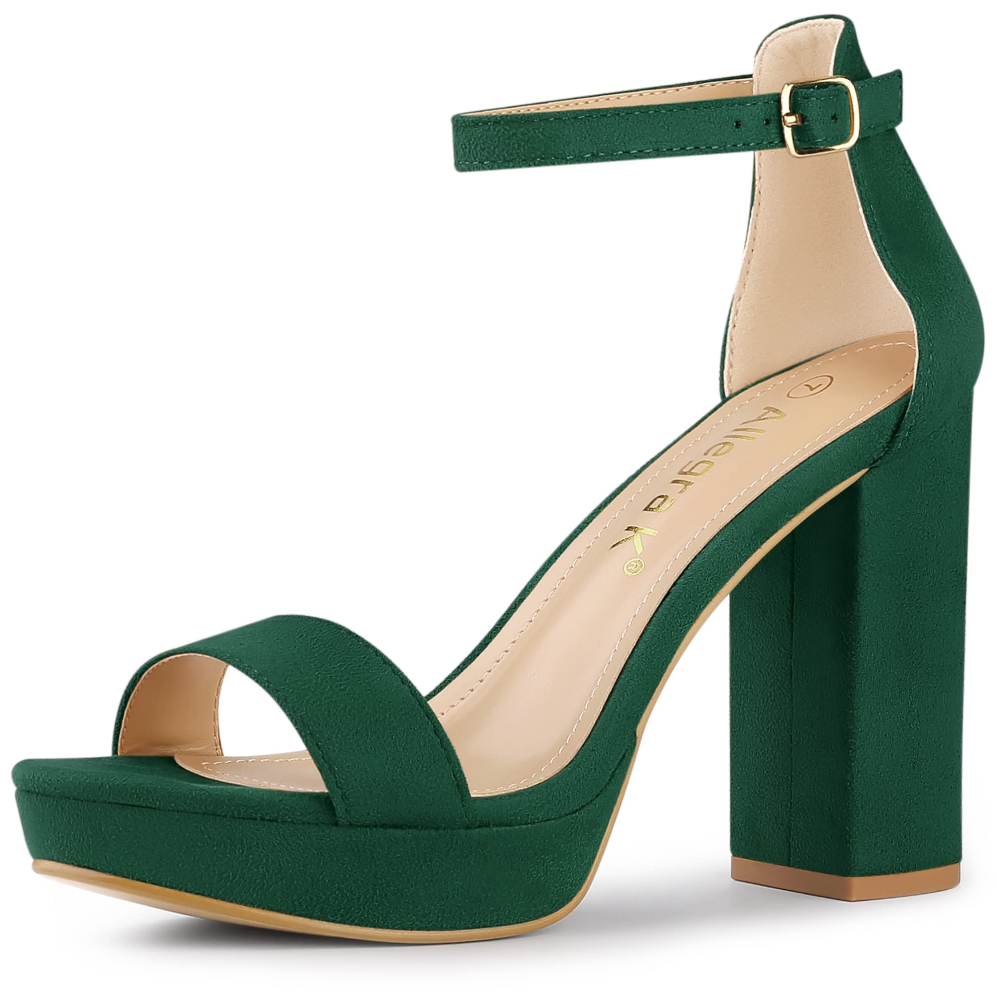 

Allegra K Women s Platform High Heel Sandals with Ankle Strap and Chunky Heel, Green, Size 24cm
