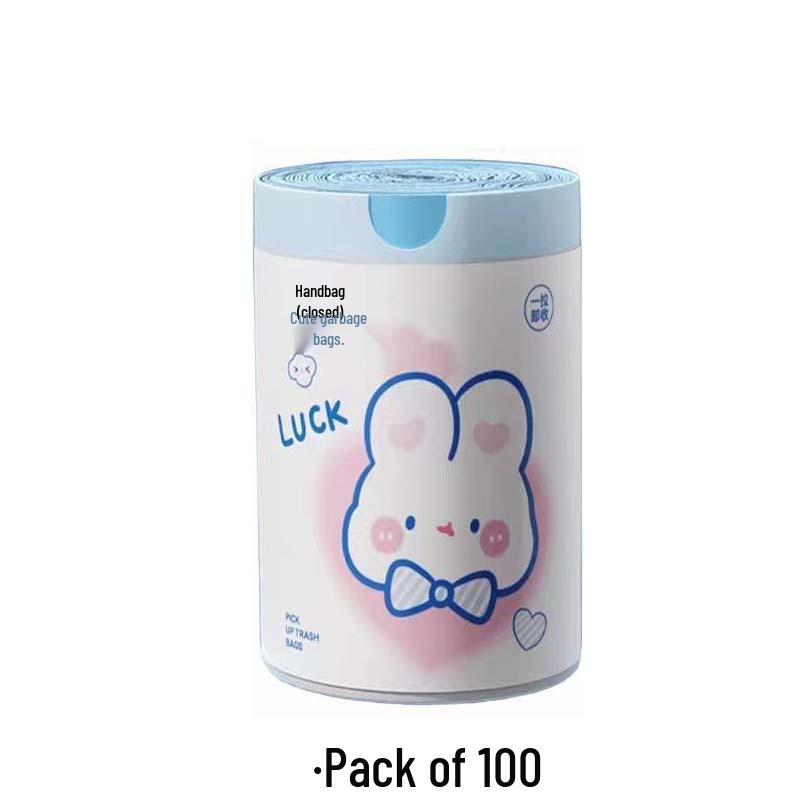 Blue Heart Rabbit Cartoon Drawstring Garbage Bags - Kitchen-Friendly, Portable, Thickened Design