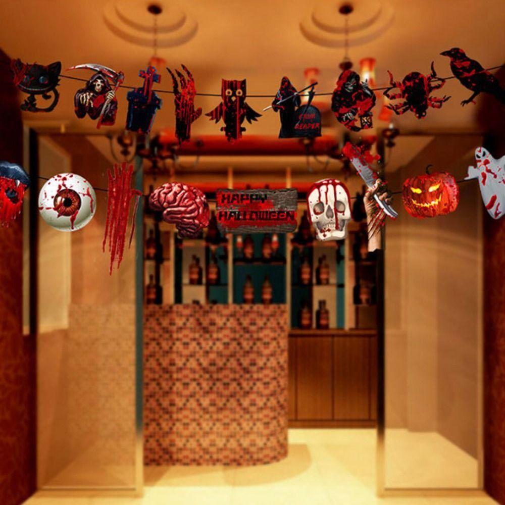 Eye/Ghost/Blood Halloween Hanging Flag Papper Scary Banners  Ghost Festival
