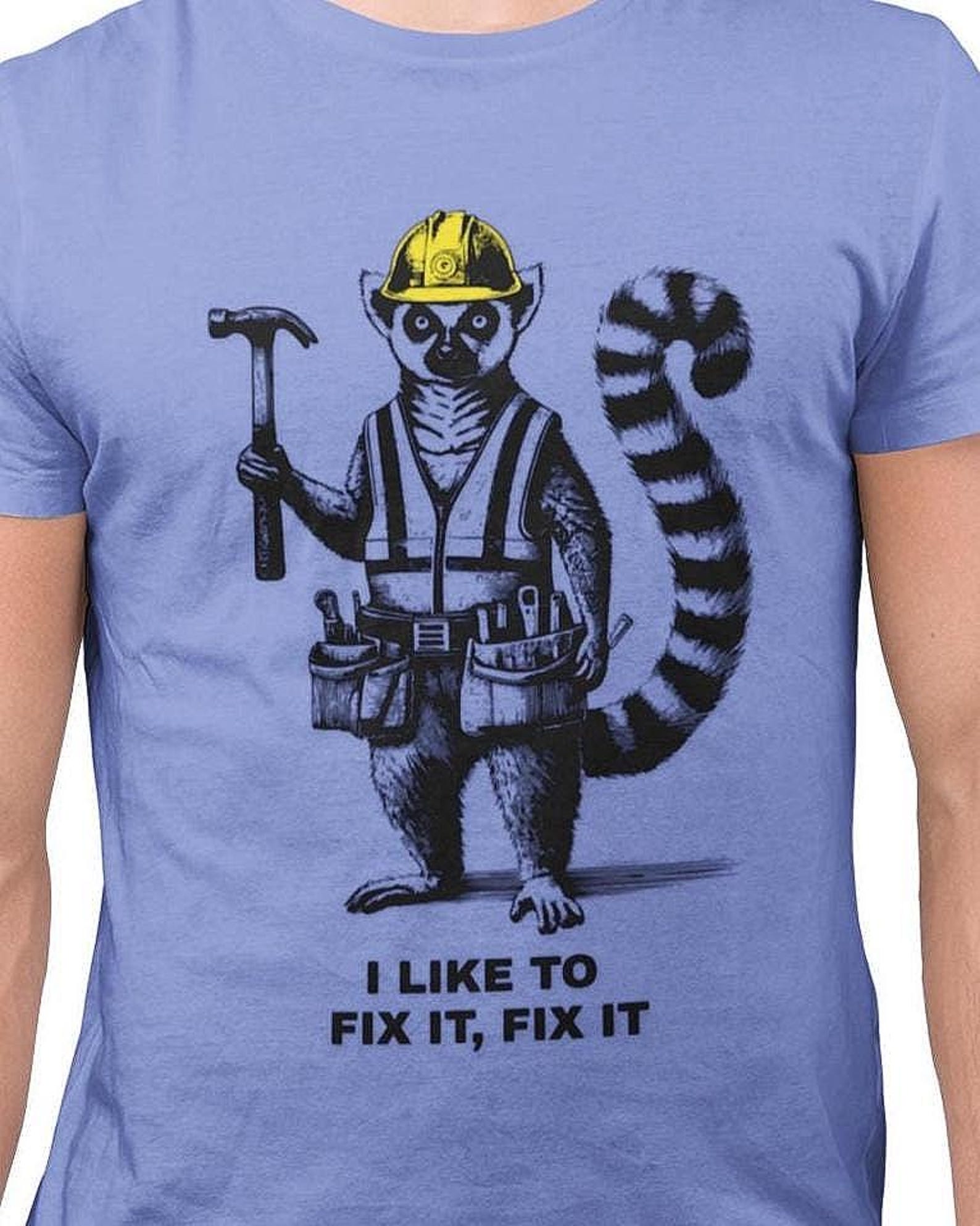 Construction Lemur T-Shirt – King Julian Madagascar Inspired Design M
