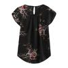 Women's Fashion Color Printing Short-sleeved Button Round Neck Casual Tops