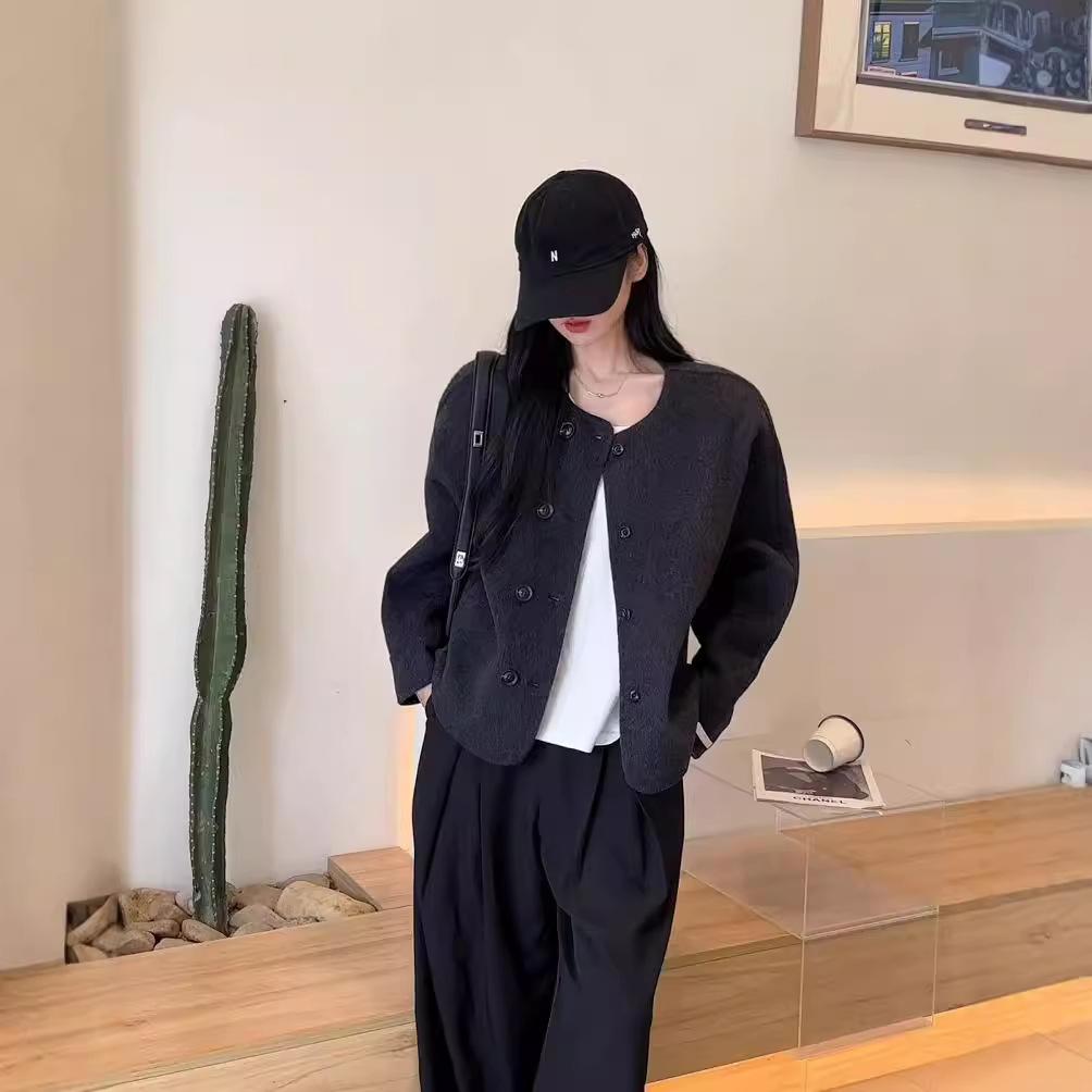 New Double-sided Wool Coat Shorts Korean Style Loose Small Simple Woolen Coat