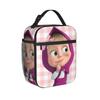 Cartoon M-Masha and Bear Thermal Insulated Lunch Bag for Office Portable Bento Box Cooler Thermal Lunch Boxes