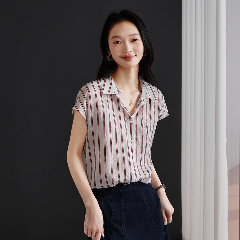 

Women s Striped Short-Sleeve Commuter Shirt XL