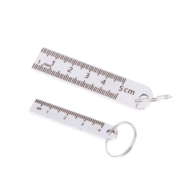 For Office And School Supplies (Anti-loss Measuring Ruler) Stainless Steel Mini Ruler With Keychain - Measuring Tool