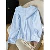 Women's Retro Lazy Vertical Stripe Hooded Shirt  Versatile Loose Long Sleeve Top