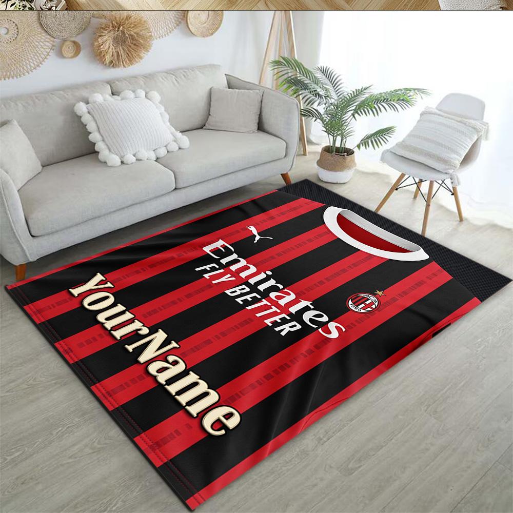 Ac Milan Customizable Name Floor Mat Suitable for Game Room Foyer Dormitory Dining Room Anti-slip Rug Decorate Offices