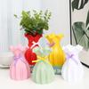 1PC Lotus Leaf Edge Bow Plastic Vase Home Office Flower Arrangement Decoration Crafts Wedding Dining Table Center Vase Ornament