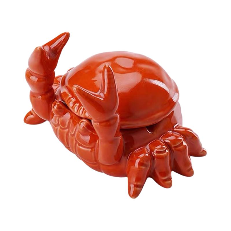 Cute Crab Ashtray With Lid Anti Fly Ash Ceramic Cigar Ashtray Living Room Home Office Decoration Art Ornaments Gift