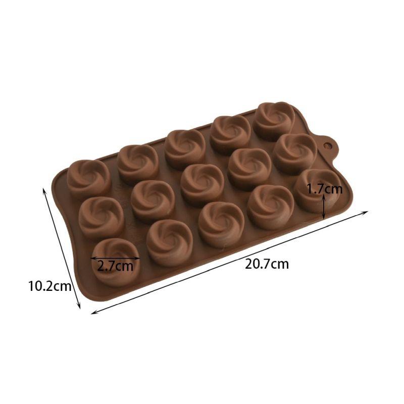CCmax Silicone Chocolate Mold Rose 15 Cavities Non-Stick Flexible Durable Baking Mold