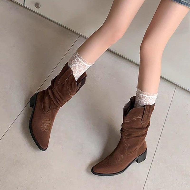 Large size embroidered sleeve fashion boots women's autumn and winter new style retro short boots women
