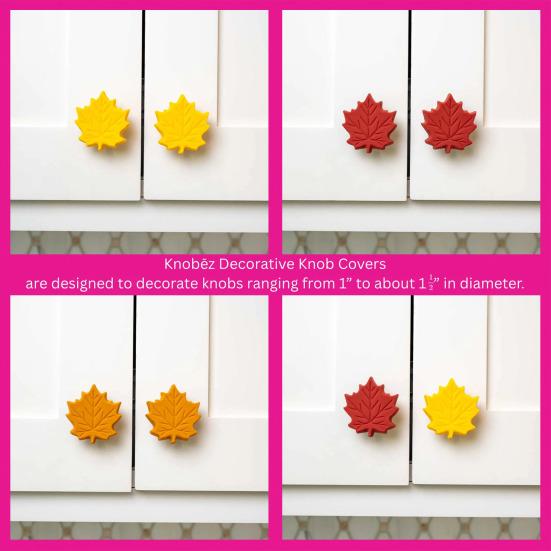2 Pcs Decorative Knob Covers Fall Leaf Stretch Over Hardware Decorations for Autumn Kitchen Bathroom Home Dressers Decor