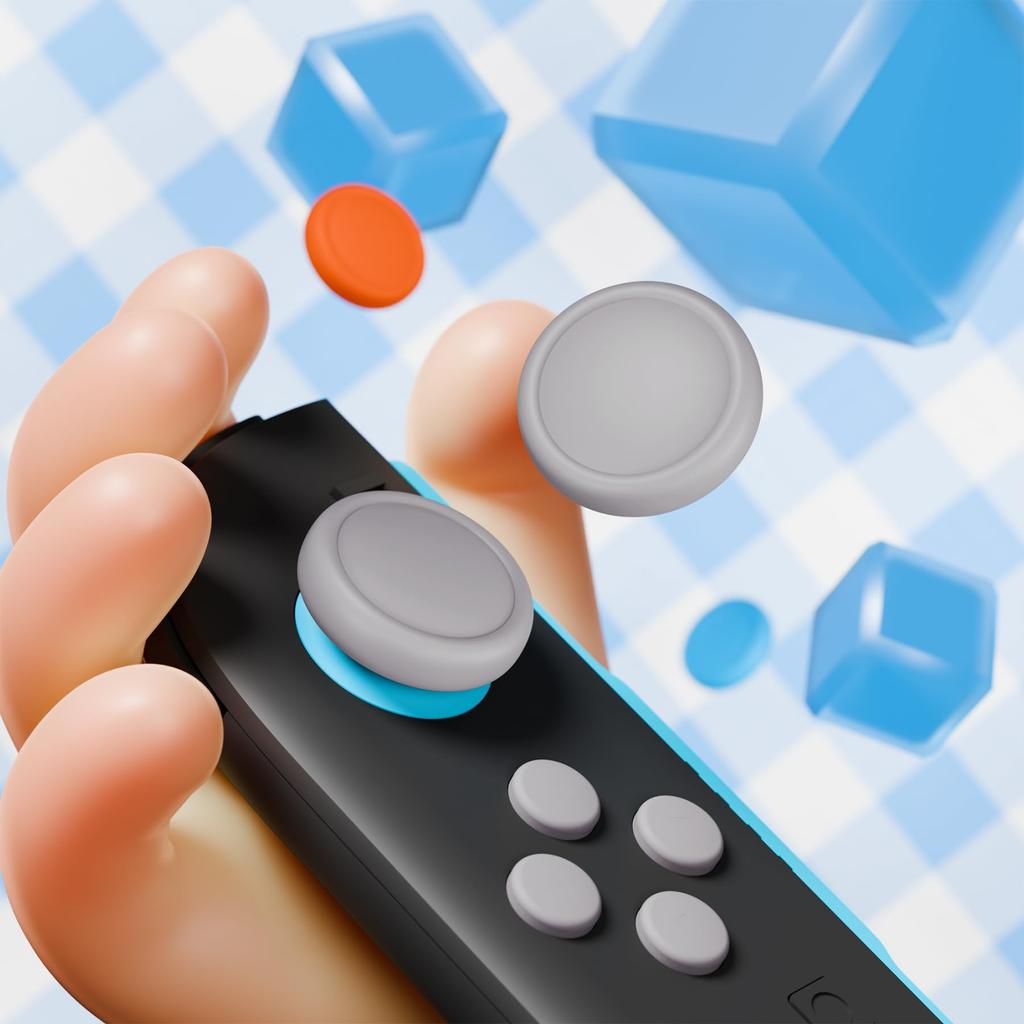 PlayVital Silikon-Knopfabdeckung Daumen-Grip-Set für Nintendo Switch 2 Enthält 8 farbenfrohe ABXY-Knopfkappen und 4 Stick-Kappen & Joy-Con 2, (Schwarz, Grau,