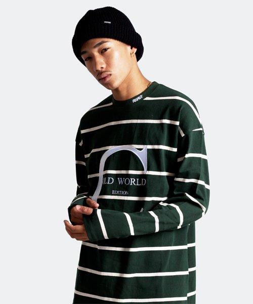 Свободная полосатая футболка Respect Cold World (Узкий Зеленый) Green/M