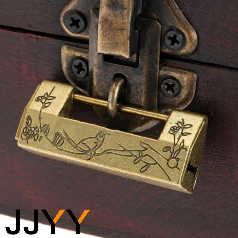 JJYY Vintage Antique Chinese Old Lock Retro Padlock Jewelry Wooden Box Padlock Lock for Suitcase Drawer Cabinet