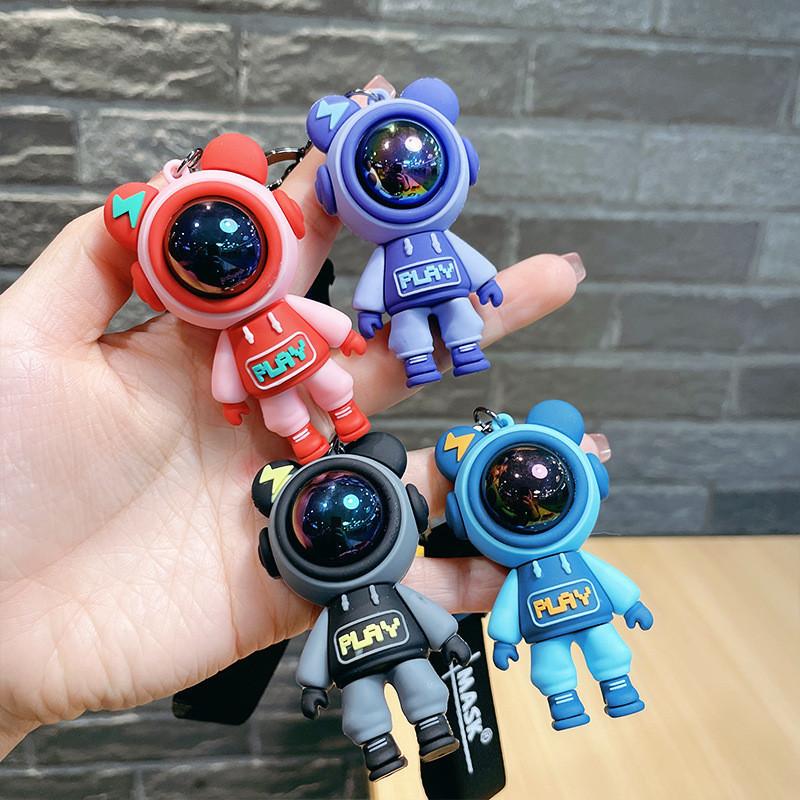 Colorful Play Lightning Bear Keychain Resin Material Cute Cartoon Gift Style