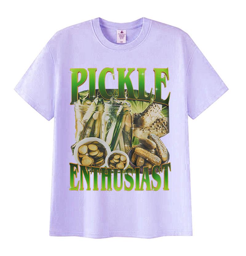 Gurkenliebhaber Lustiges Meme T-Shirt Herren Damen Humor O-Ausschnitt Retro Mode Kleidung T-Shirts Lässige Oberteile Baumwolle Übergroßes T-Shirt