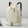 Drawstring Gym Backpack Sports Bag with Shoe Compartment Racket Pocket Lightweight Daypack for Badminton Tennis Basketball Fitness