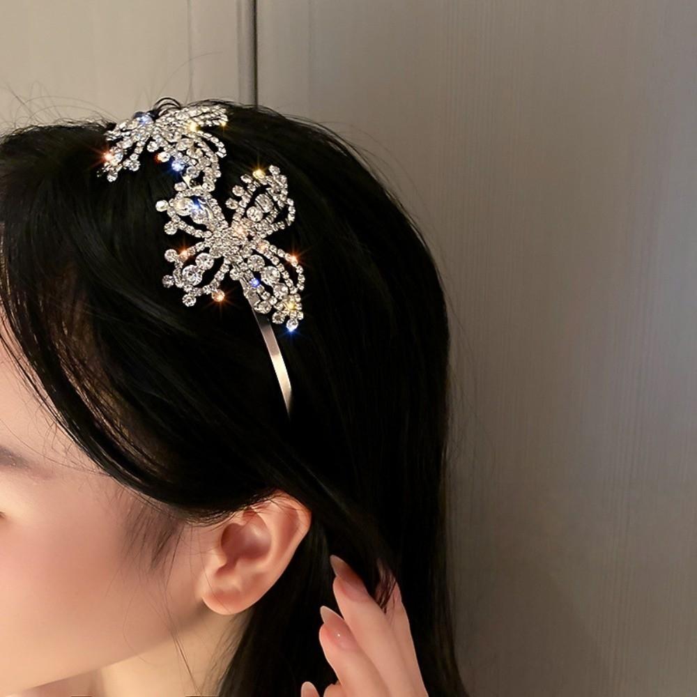 Shiny Rhinestone Hair Band Glamorous Crystal Headwear Unique Butterfly Headband  Girls Accessories