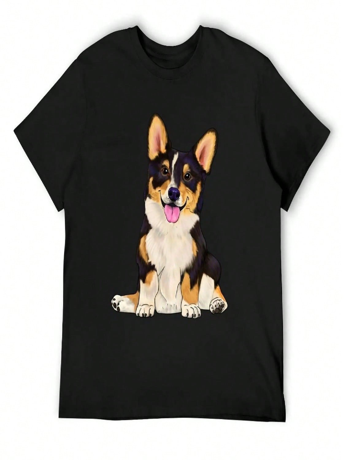 Cute Sitting Corgi Tri Color Dog T-Shirt S разноцветный