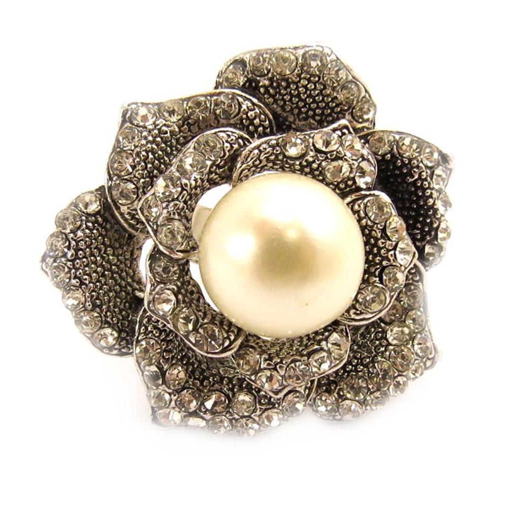 Les Trésors De Lily [L5112] - Bague Créateur 'Rosa Romantica' blanc argenté