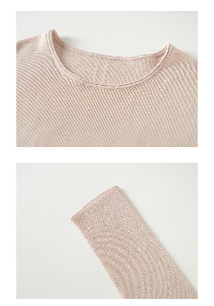 Yangzi Yarn Women's Slim-Fit Wool Sweater with Rolled Hem & Round Neck - 2026 Spring Seamless Knitwear