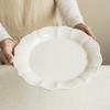 Minimalist French Plate Delicate Petal Plate Household Ceramic Large Plate Tableware Vegetable Plate Restaurant Dessert Plate