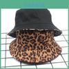 Trendy Leopard Print Fisherman Hat With Wide Brim For Spring Outdoor Sun Protection