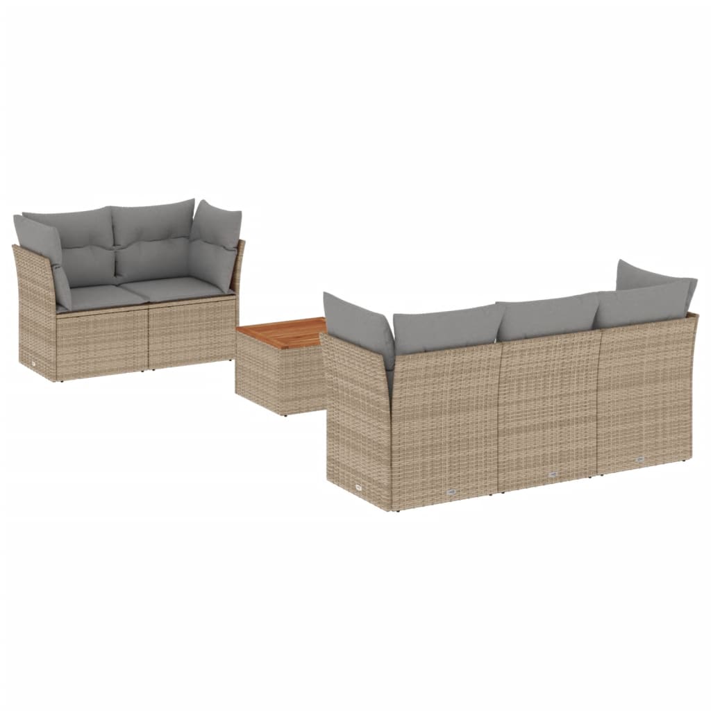 6 Piece Garden Sofa Set with Cushions Beige Mix Poly Rattan