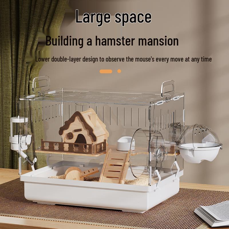 Jaula de Acrílico de Lujo para Hámster: Villa Grande, Transparente, Anti-Mordeduras para Hámsteres Dorados