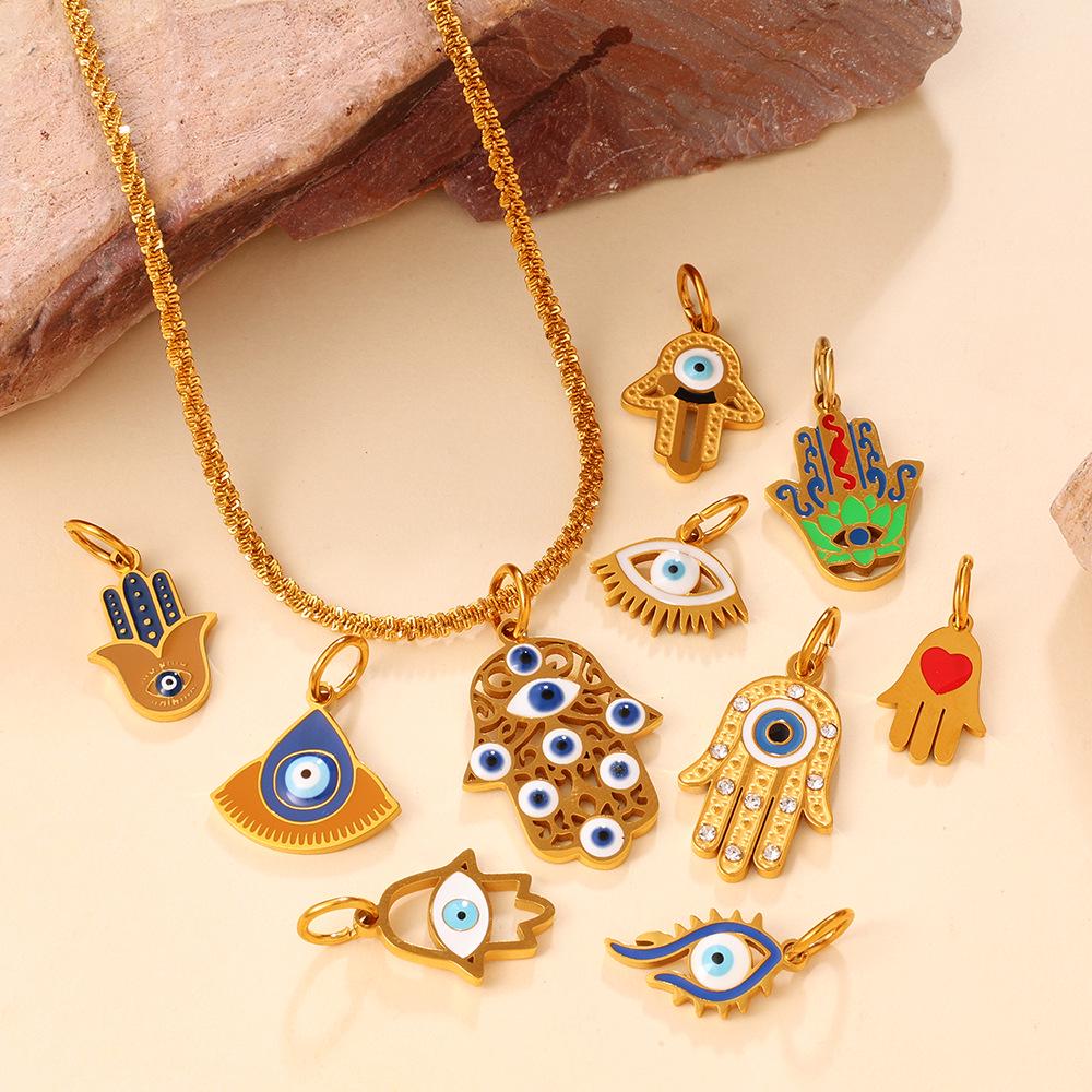 Creative Multi Devil's Eye Hand of Fatima Stainless Steel Pendant