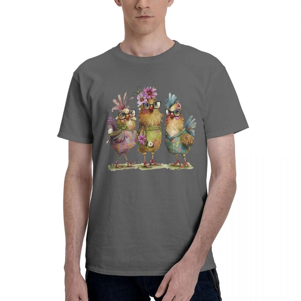 Chicken Print 100 Cotton Casual Breathable Confortable Clothes Funny TShirt For Men Funny Shirt