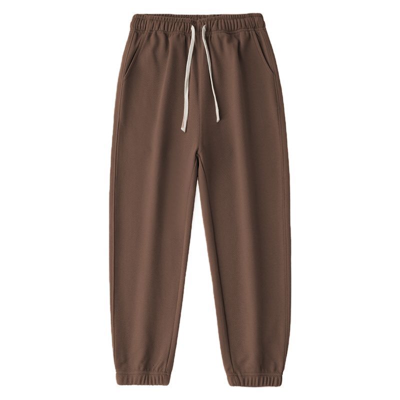 Texture Sensitive, Slightly Elastic Diagonal Closure Men's Pants, Solid Color, Simple, Extra Loose, High Waisted and Ankle Tied