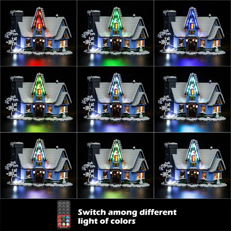Gör-det-själv LED-belysningskit för LEGO Icons 10293 Jultomtens Besök Byggklossleksak Dekoration Justerbara Belysningstillbehör