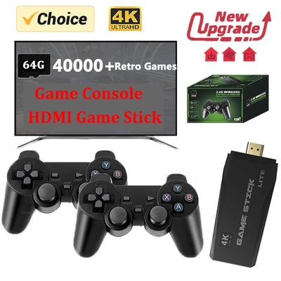 Manette de jeu vidéo M8, double manette sans fil 2,4 GHz, 4K, 10 000 jeux, 64 Go, rétro, cadeau de Noël