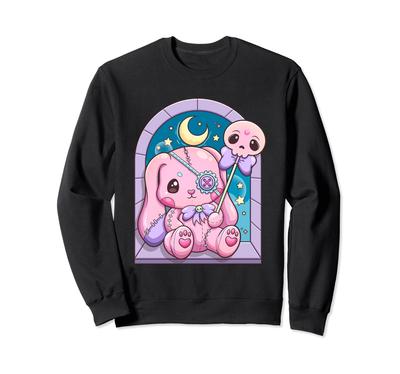 Kawaii Pastel Goth Cute Creepy Rabbit Plush Sweatshirt