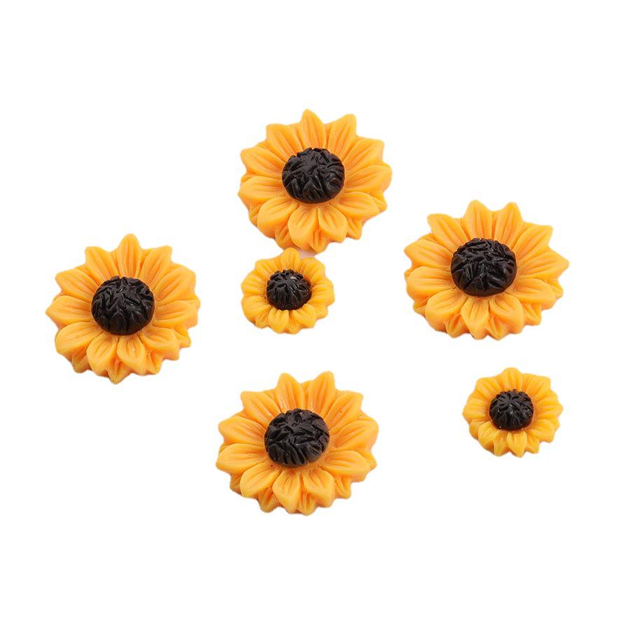Small Fresh Daisy and Sunflower Resin Hair Accessories for DIY Jewelry - 15/18/25mm