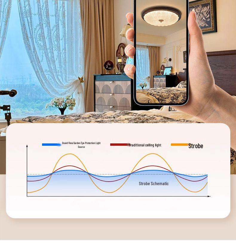 American Retro Mid-Century Walnut Crystal Ceiling Light for Master Bedroom, Study, or Restaurant